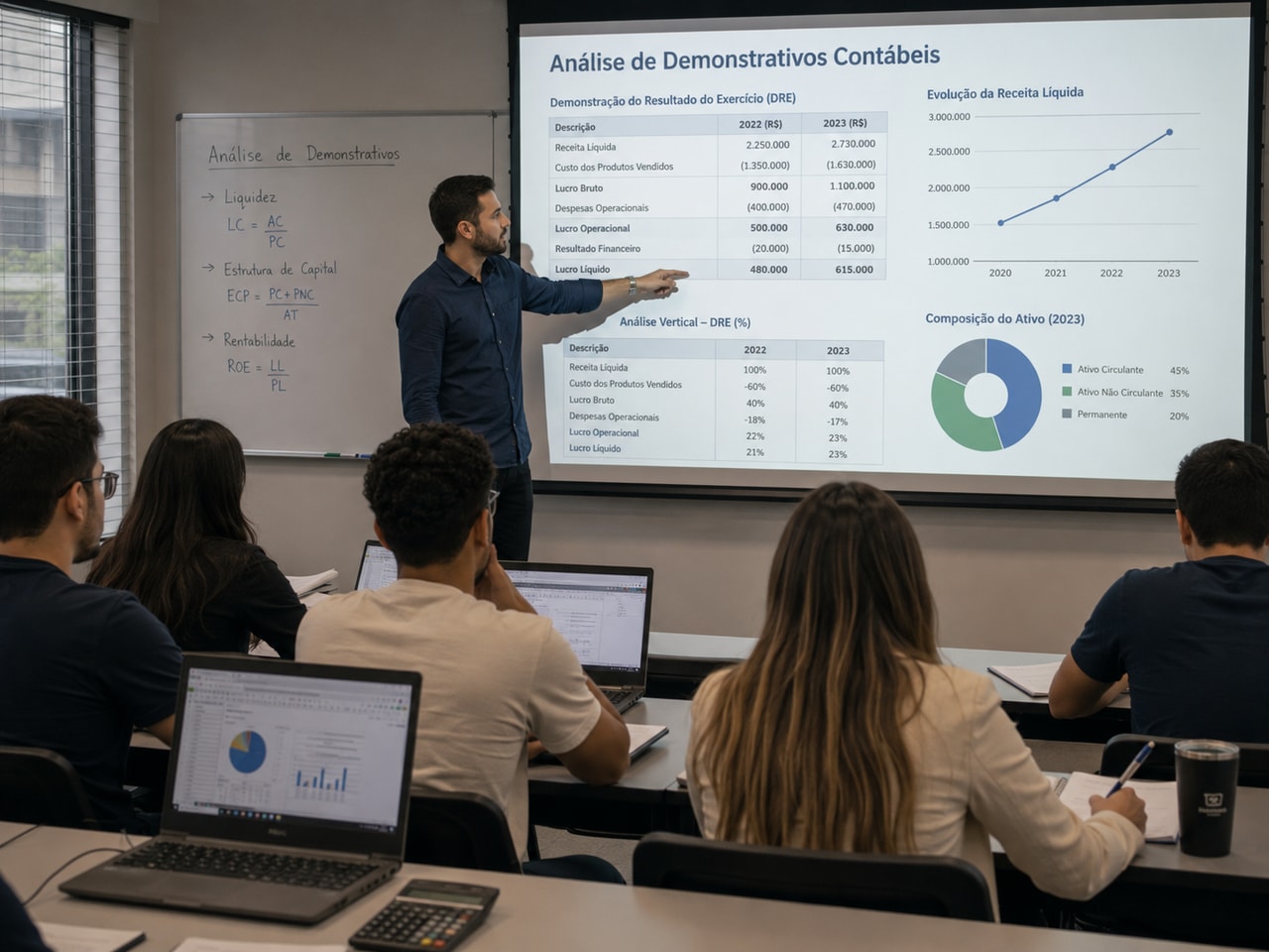Aula de controladoria e finanças na FacInPro