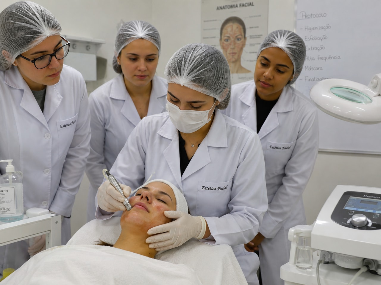 Aula prática de estética facial na FacInPro
