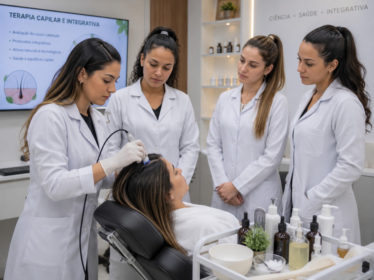 Aula de terapia capilar e integrativa na FacInPro